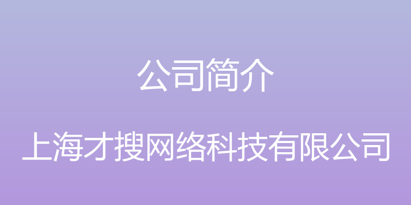 公司简介 - 上海才搜网络科技有限公司