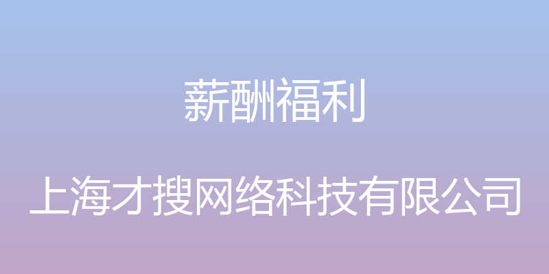 薪酬福利 - 上海才搜网络科技有限公司