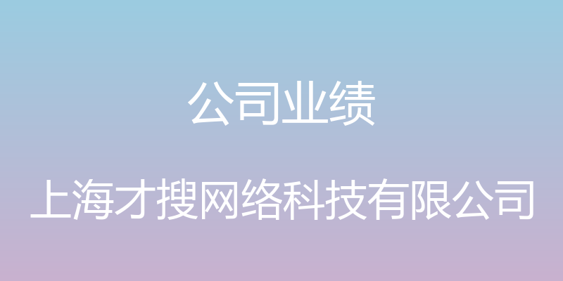 公司业绩 - 上海才搜网络科技有限公司